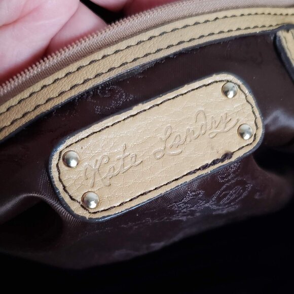 Leather KATE LANDRY Handbag Logo Metal detail Straw Yellow - Picture 15 of 16